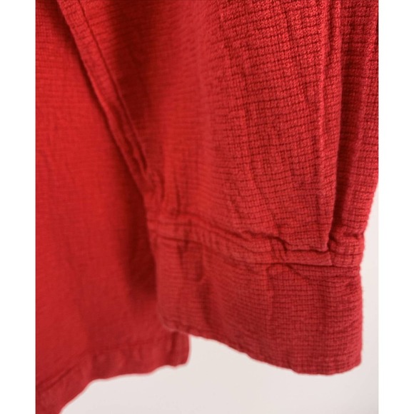 Vintage WEK Button Up Shirt Long Sleeve Red 100% Cotton Textured Size Medium - Picture 8 of 12